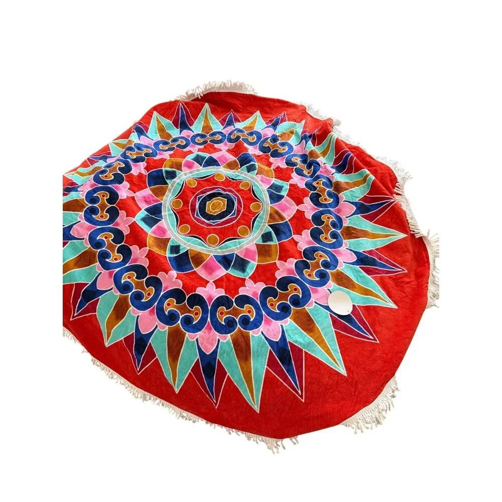 Luni Costa Rican Red Oxcart Wheel Inspired Beach Towel Cotton Yoga New